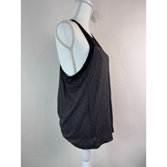 Lululemon women's 8 grey heathered black clip in tank top athletic tie back - Picture 2 of 8
